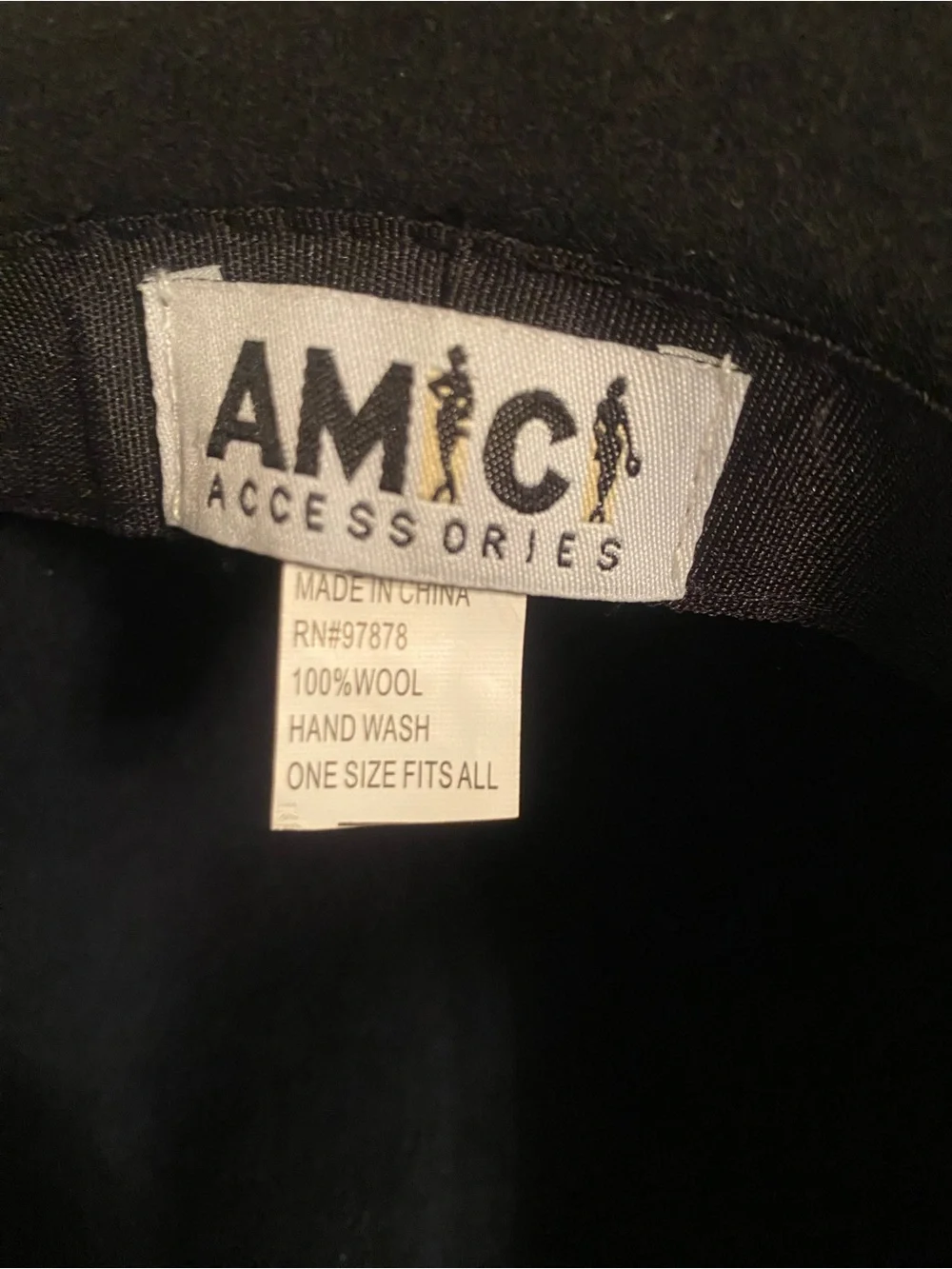 Amici Accessories wool hat Two-Tone Wide Brim  - Navy Crown, Black Brim